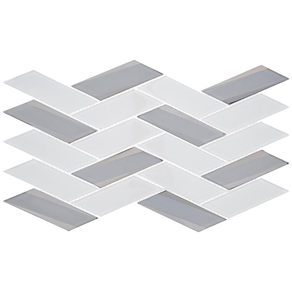 Andova Tiles Flight 2 x 425 Glass Herringbone Chevron Mosaic Wall Tile SAM-ANDFLI385 - main